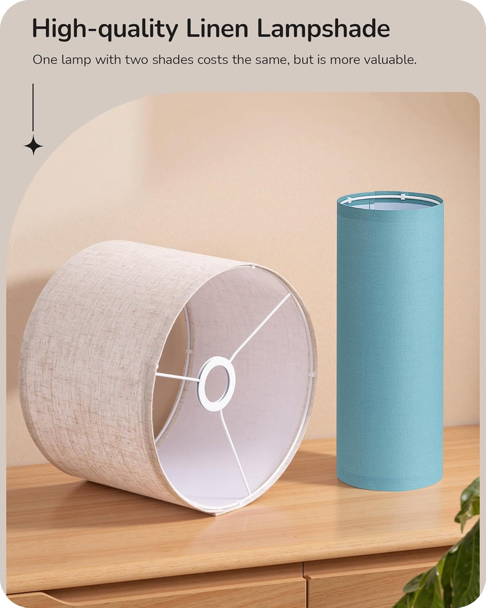 EDISHINE 2 Lampshades Modern Floor Lamps for Living Room Blue