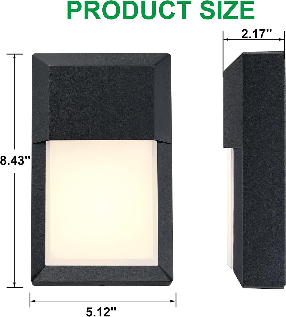 LIT-PaTH Outdoor Wall Light Fixture, Aluminum, LED 3000K, Black, 2 Pack