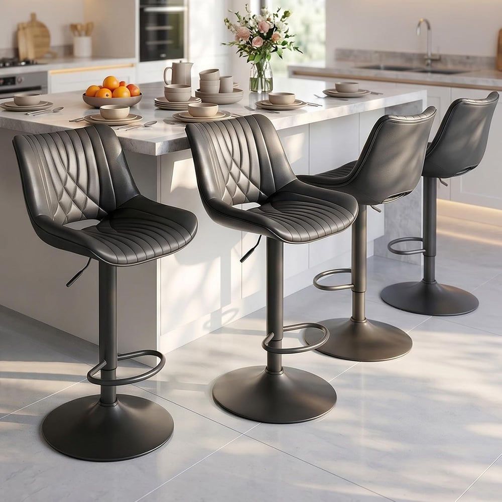 Swivel Bar Stools Set of 2, Height Adjustable Counter Height Bar Stools with ...