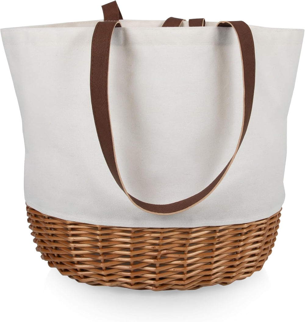 Picnic TIME Promenade Picnic Basket for Set 2, Stylish Canvas Tote Bag with H...