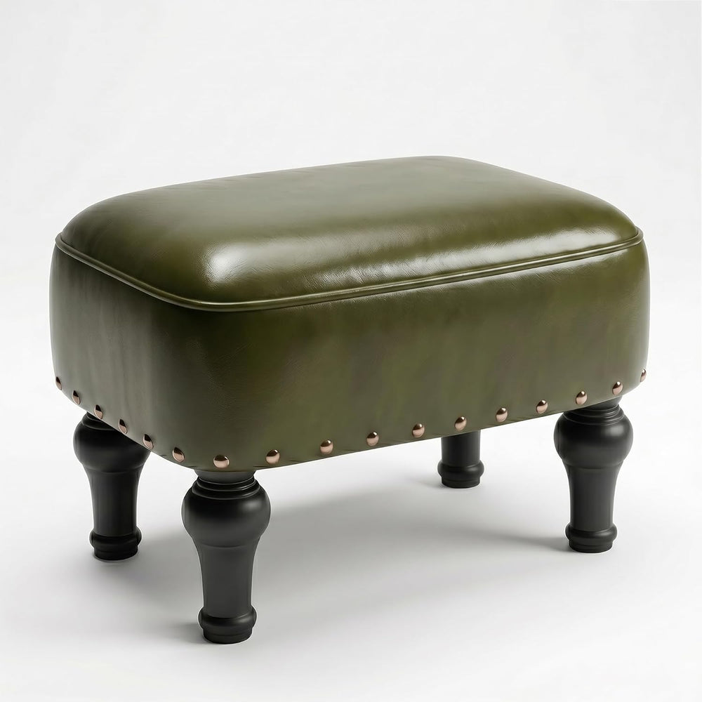 Cmishe Ottoman Leather Footrest, Vintage Footstool with Hidden Storage, Thick...