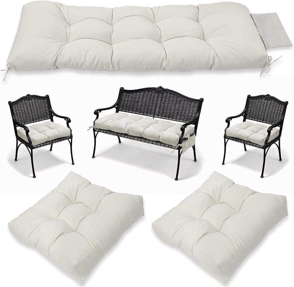 Yddsky 3Pcs Wicker Chair Cushion Sets for Patio Furniture,White,47*19*4'&...
