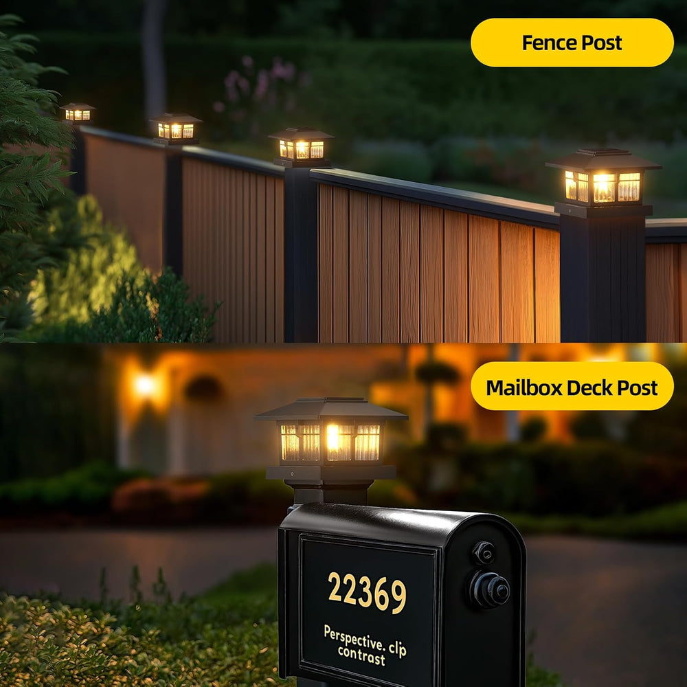 EXCMARK 4x4 Solar Post Cap Lights, Classic Black, 8 Pack, Warm & Cool White