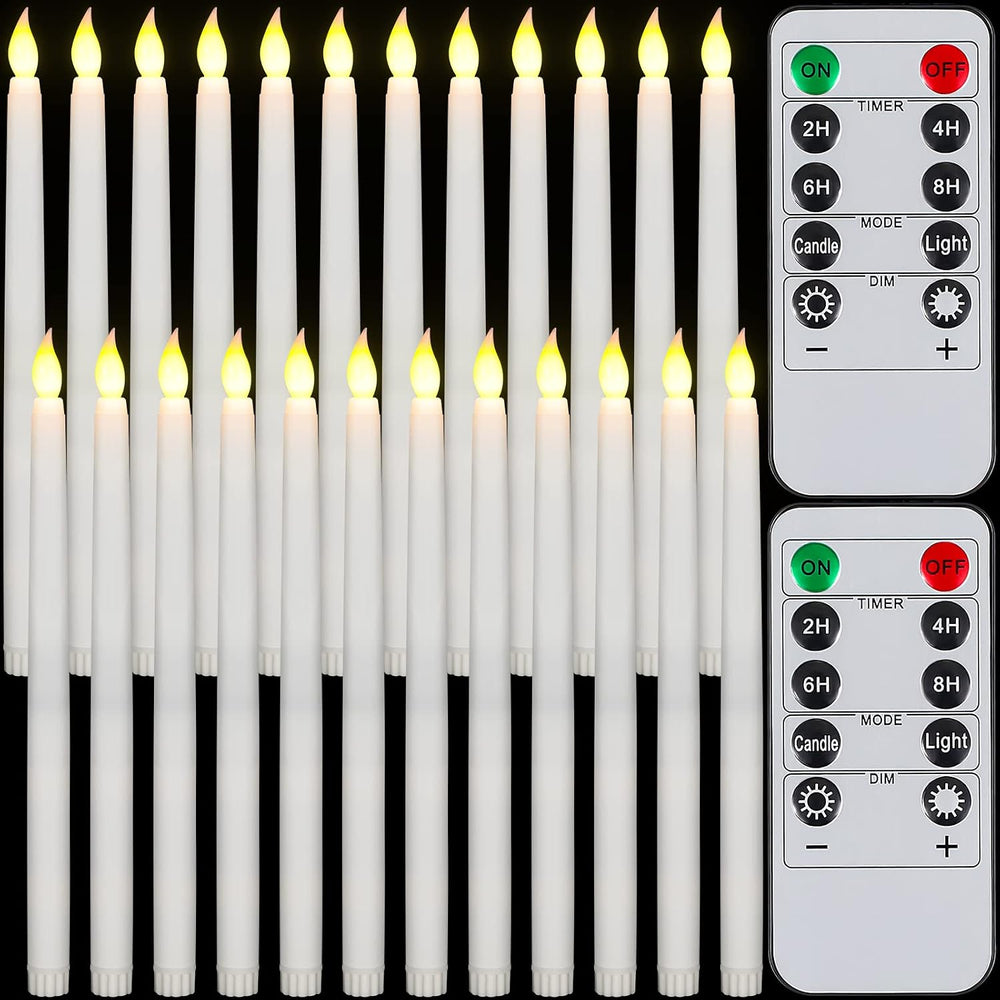 Tuanse 24pcs 11" LED Flameless Taper Battery Candles for Halloween, Ivory