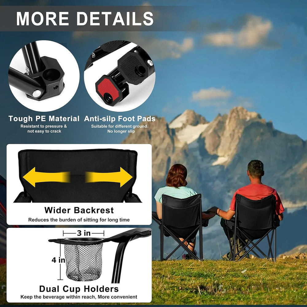 Joyfair Camping Chairs for Lawn & Beach, Large for Adults, Black