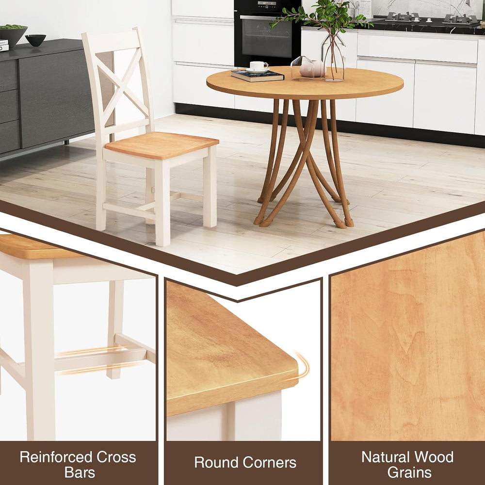 GIANTEX Farmhouse Dining Chairs Set of 2, Kitchen Chairs w/High Cross Back