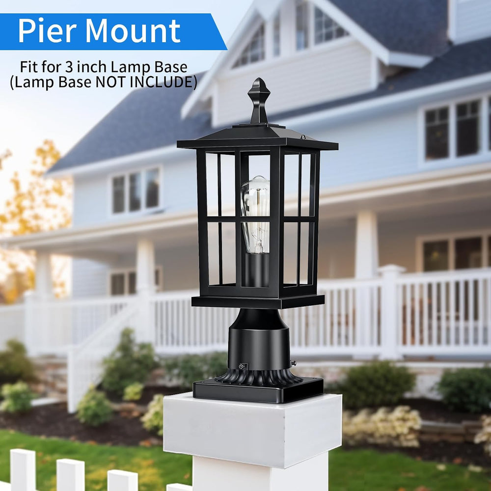 Outdoor Post Lights 2-Pack, 15" Medium Size, Matte Black