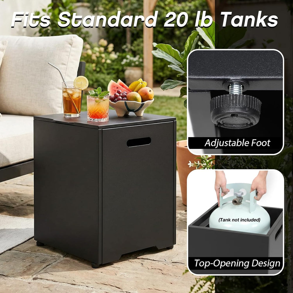 2PCS 32 Inch Round Fire Pit Table with Tank Cover, 2-in-1 Outdoor Propane Fir...