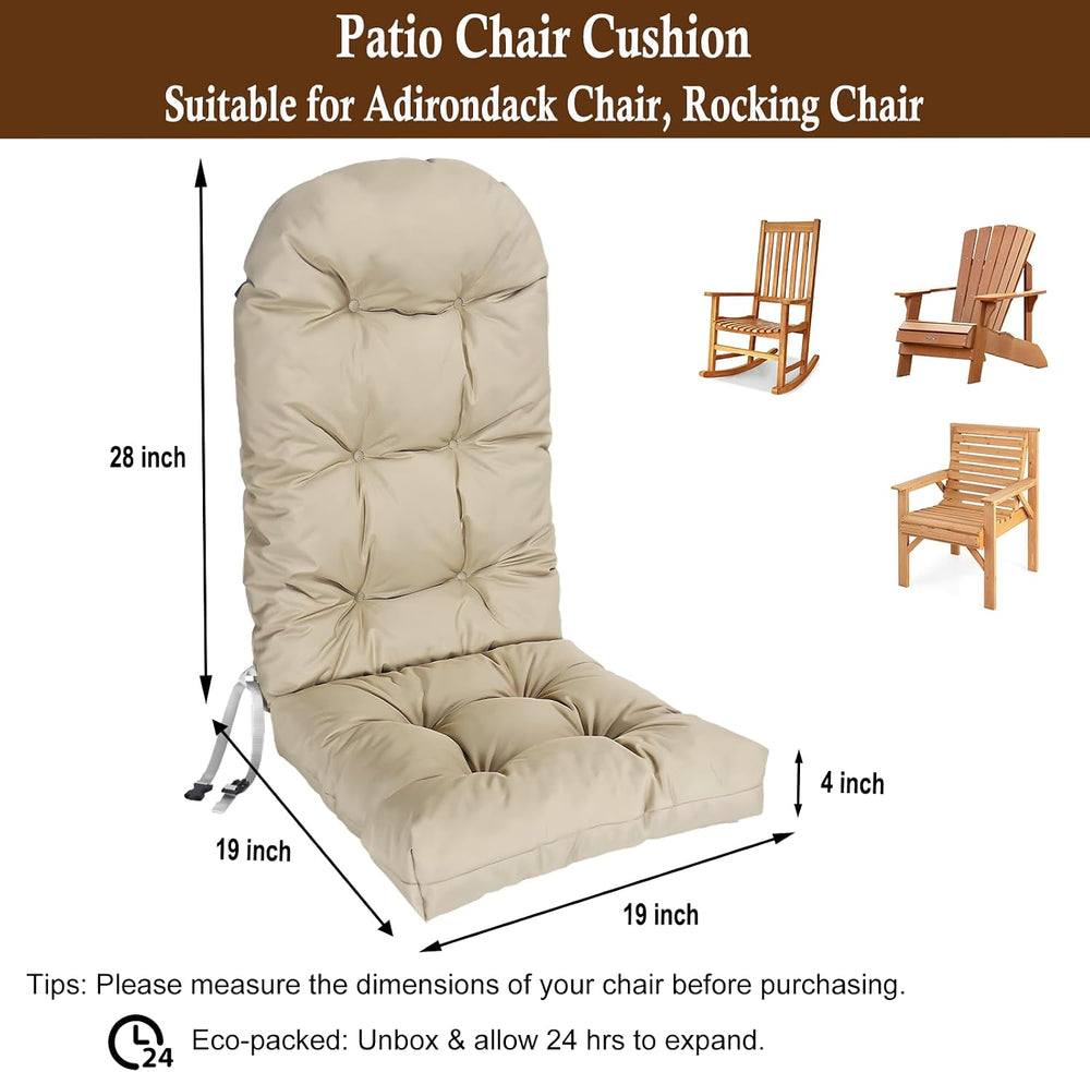 Outdoor Adirondack Chair Cushions Set of 2, Waterproof Patio Rocking Chair Cu...