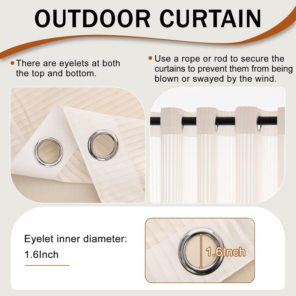 HDCAXKJ Outdoor Curtains for Patio Cream Sheer Curtains 84 Inches Long 2 Pane...
