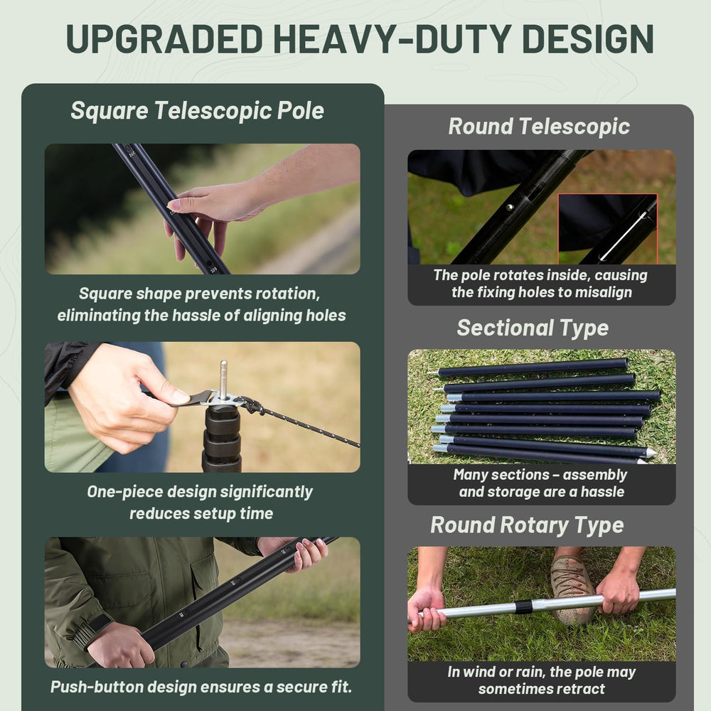 Tarp Poles Heavy Duty Adjustable - AVOFOREST 9.2FT Aviation Aluminum Telescop...