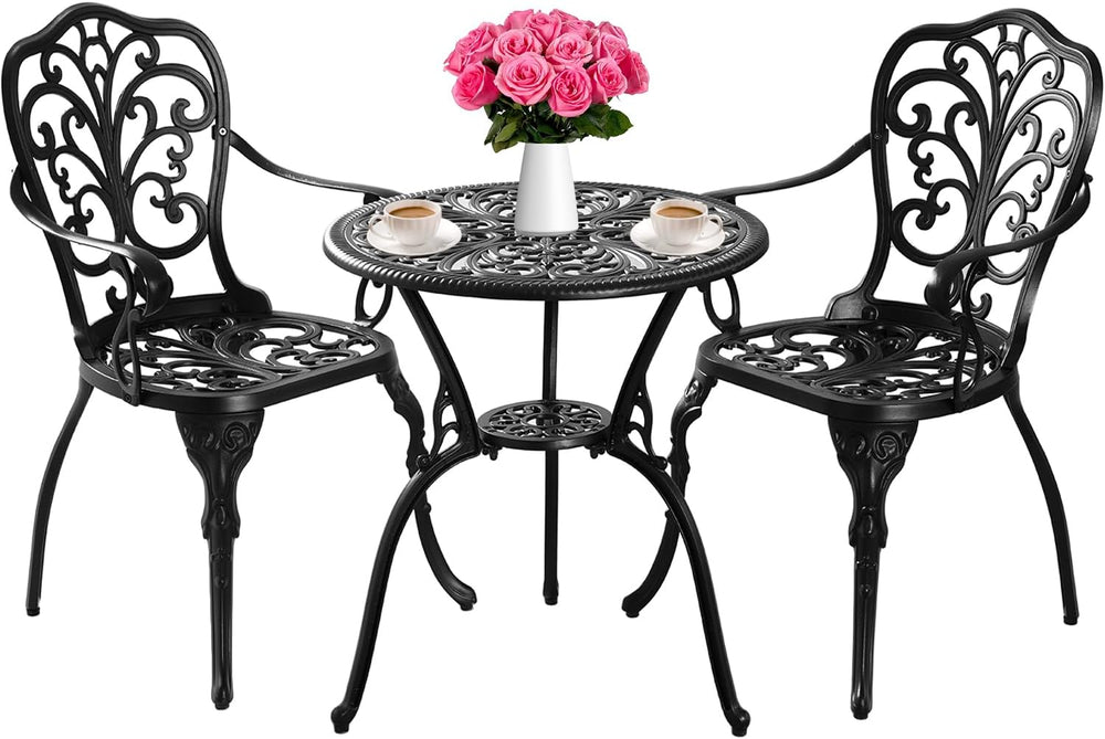 Bistro Set 3 Piece Outdoor, Bistro Table and Chairs Set of 2, All Weather Pat...