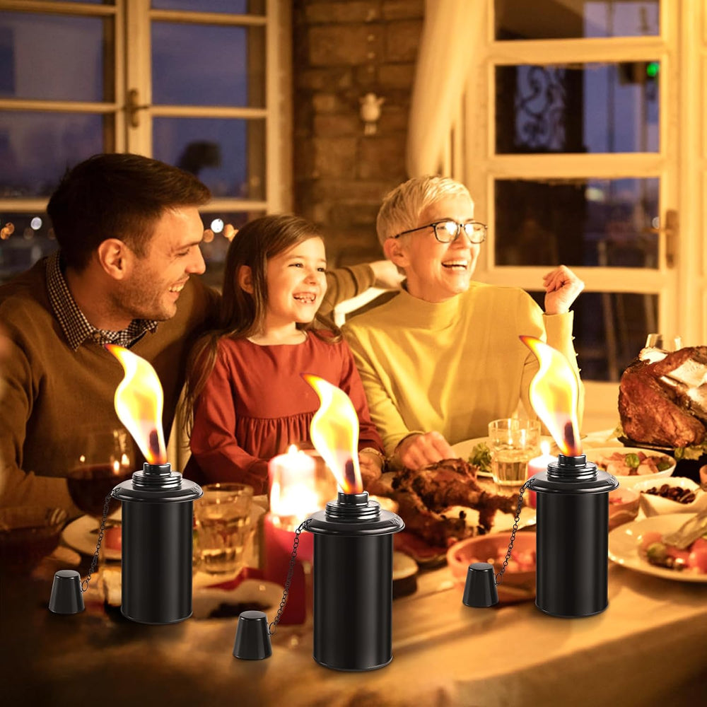 SNOGSWOG 4 Pack Garden Torches, 16 oz Metal Torch for Outside with 3-Prong Gr...