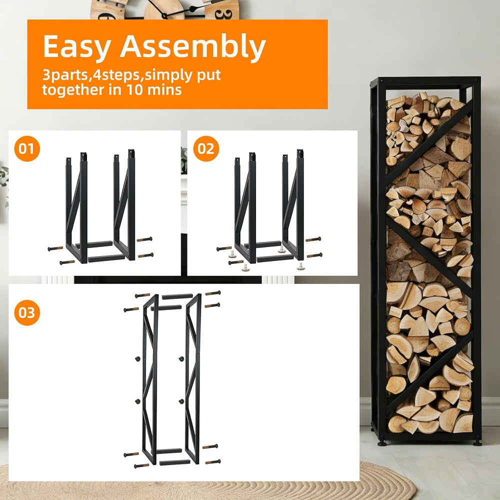 4FT Adjustable Firewood Rack Heavy Duty Metal Log Holder