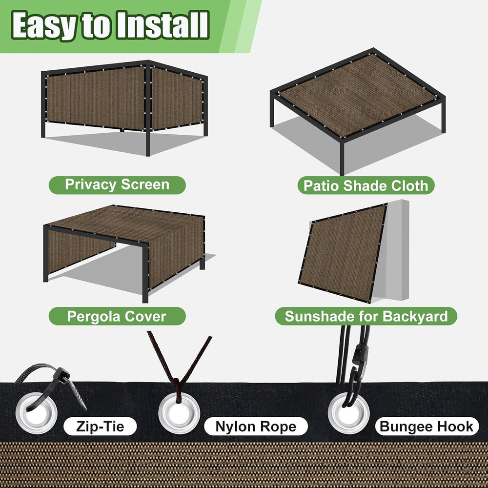 90% Outdoor Sun Shade Cloth, 6'×10' Pergola Shade Cover with Grommets...