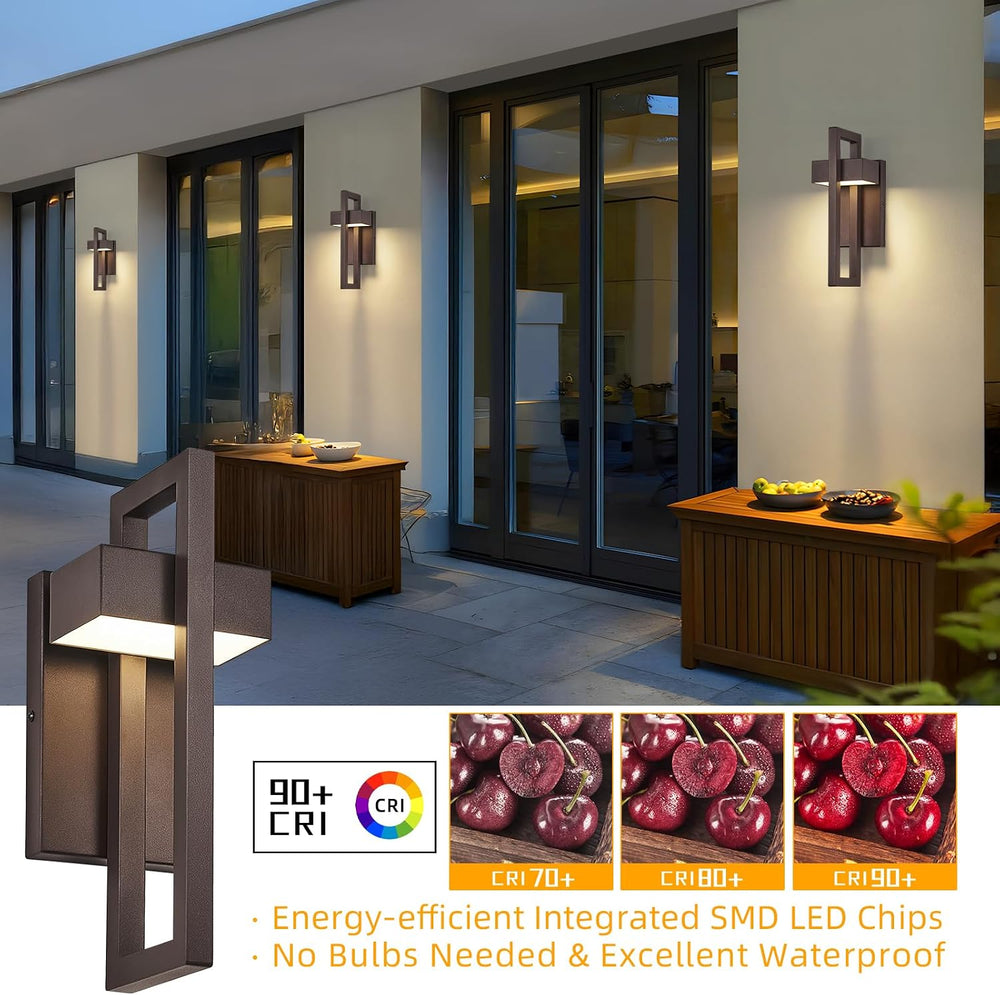 Modern Outdoor Wall Lights Brown Exterior Lighting Fixtures, 13.7'' 2...