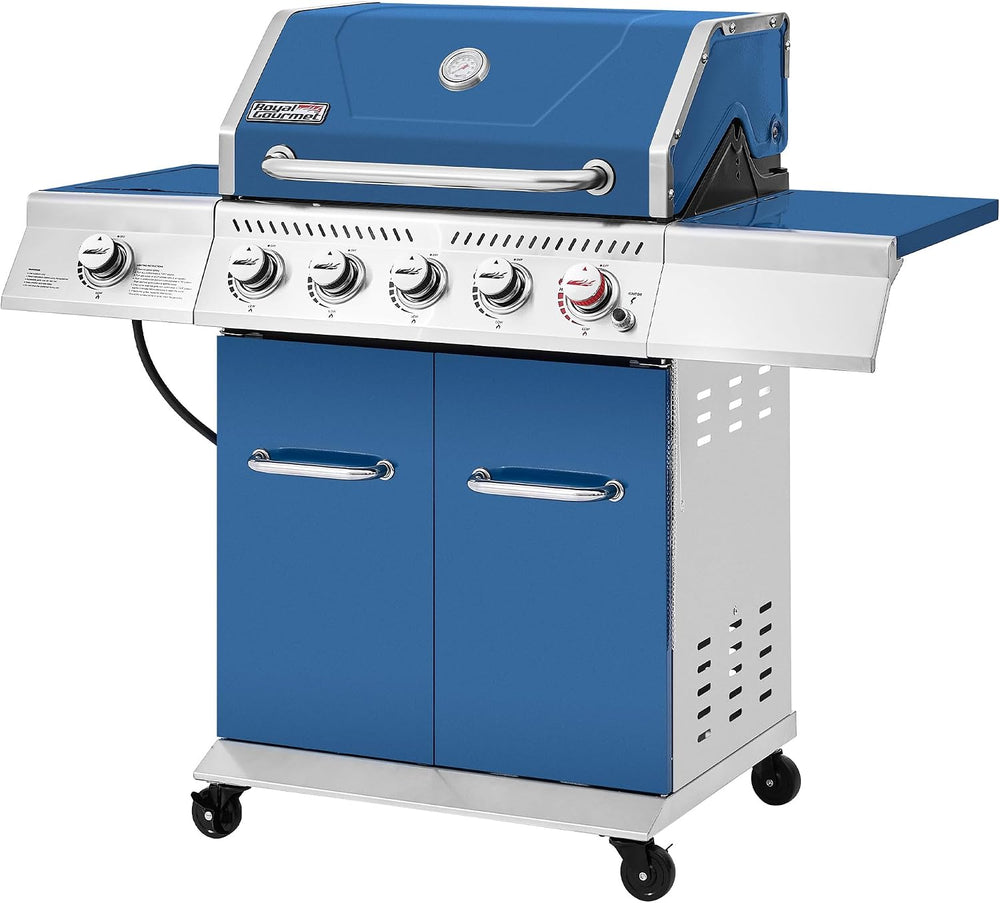 Royal Gourmet GA5403B 5 Burner Propane Gas Grill with Side Burner, Blue