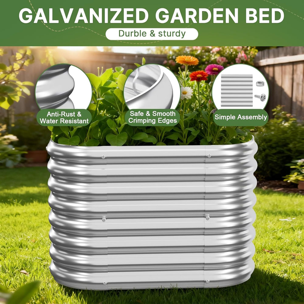 4 PCS Galvanized Raised Garden Bed Outdoor, Metal Garden Bed for Vegetables, ...
