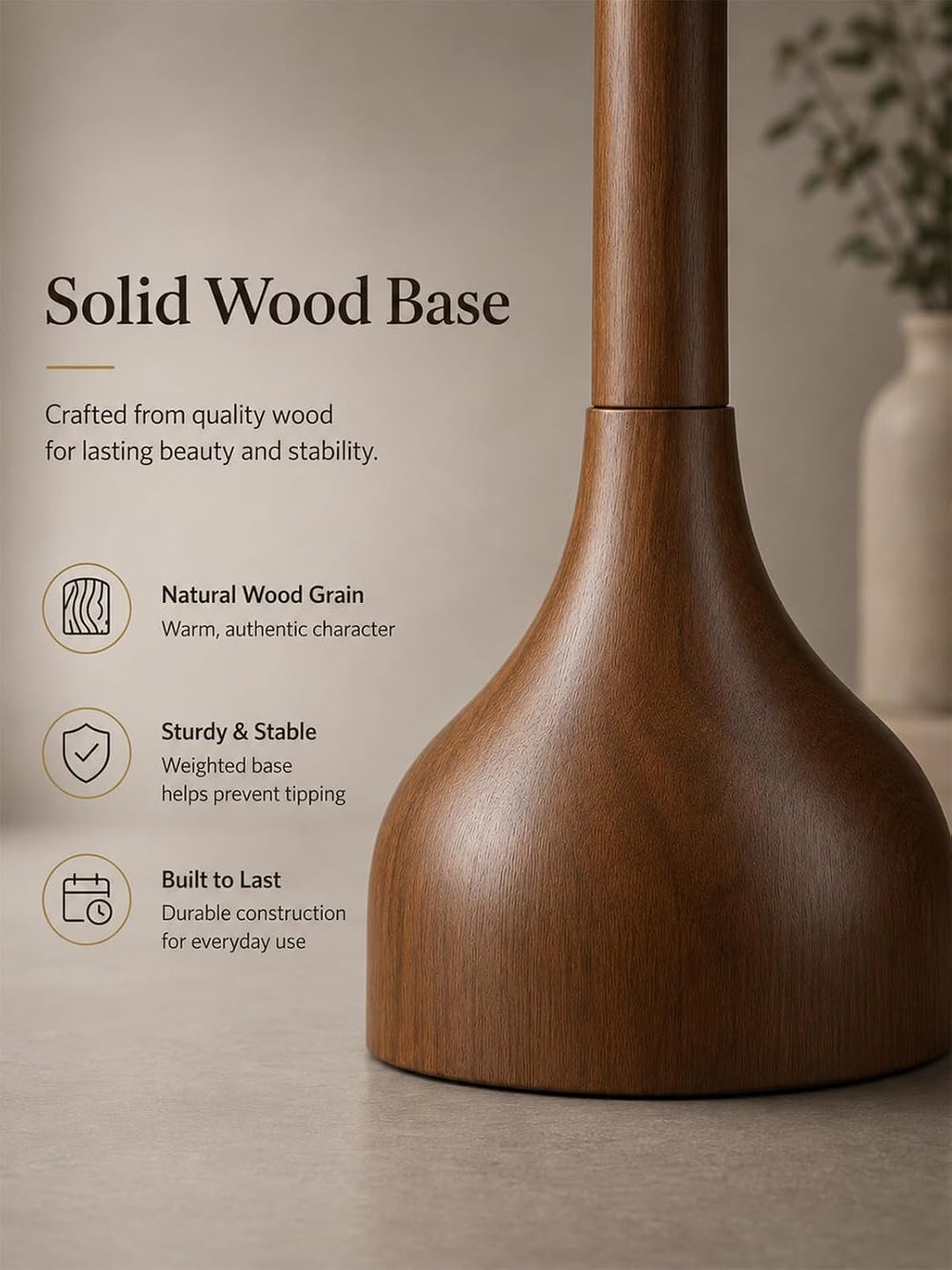 MOFFE Mid Century Modern Real Wood Floor Lamp with Remote, 2 Shades