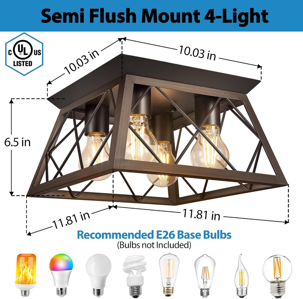FadimiKoo Flush Mount Ceiling Light Fixtures for Kitchen Hallway, 4-Light Clo...