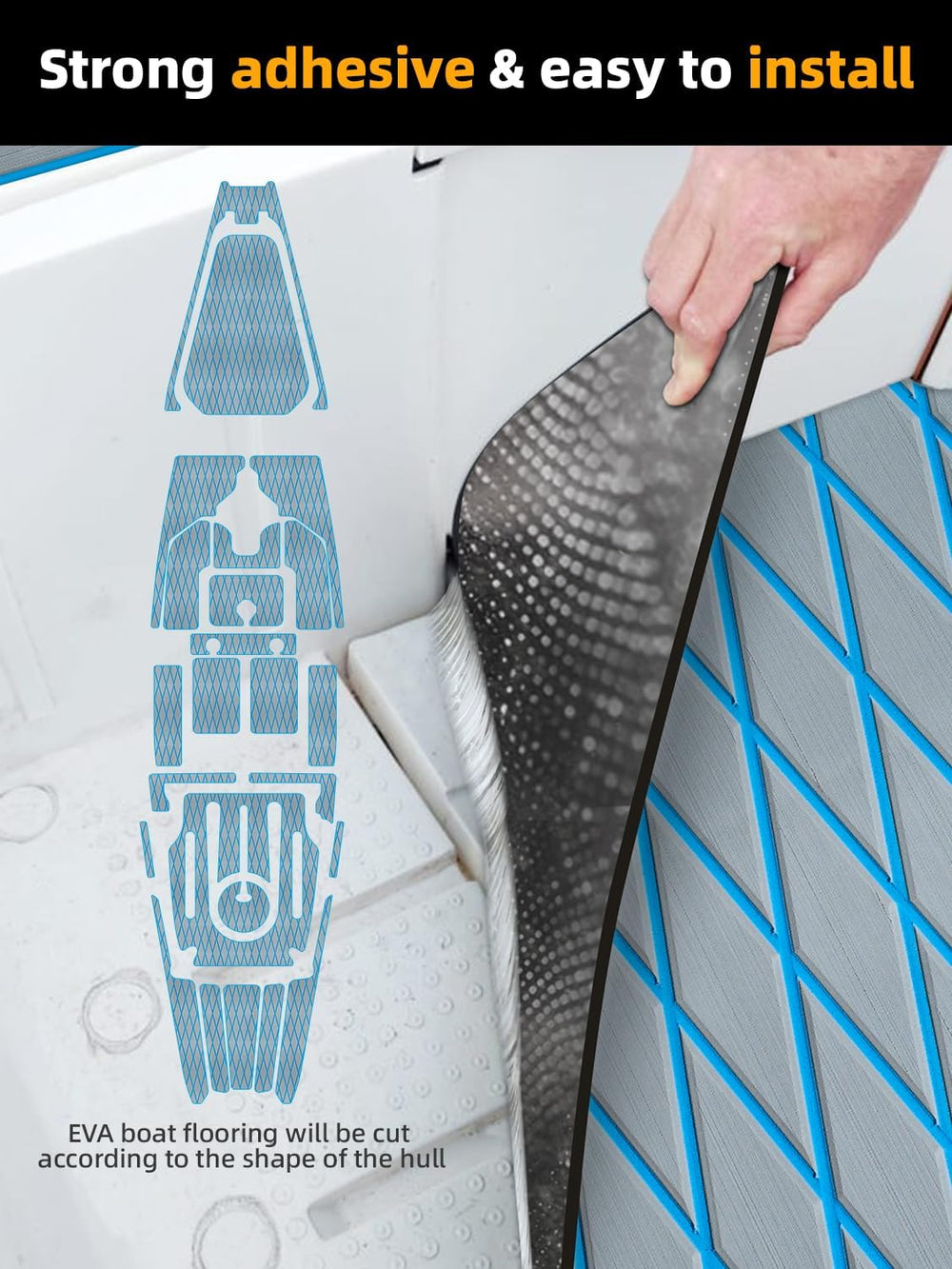 FOCEAN Boat Flooring EVA Foam Boat Decking Marine Mat Non-Slip Self-Adhesive ...