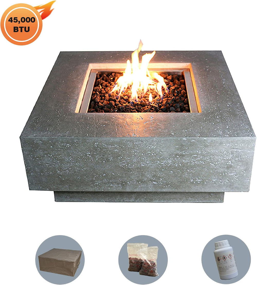 Elementi Manhattan Outdoor Gas Firepit Table 36 Inches Natural Gas Fire Pit P...