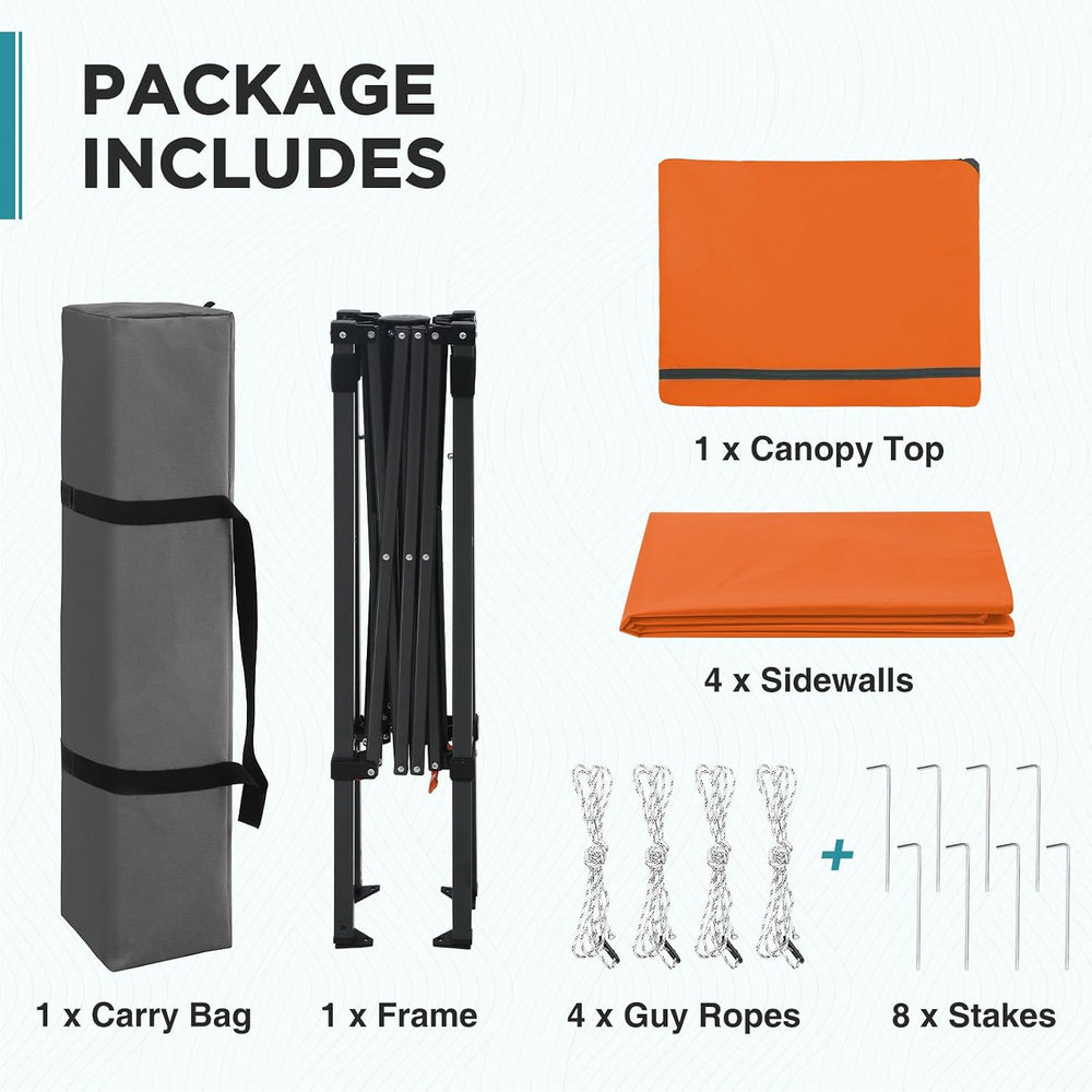 EAGLE PEAK 6x4 Instant Pop Up Canopy Tent with 4 Sidewalls, Orange