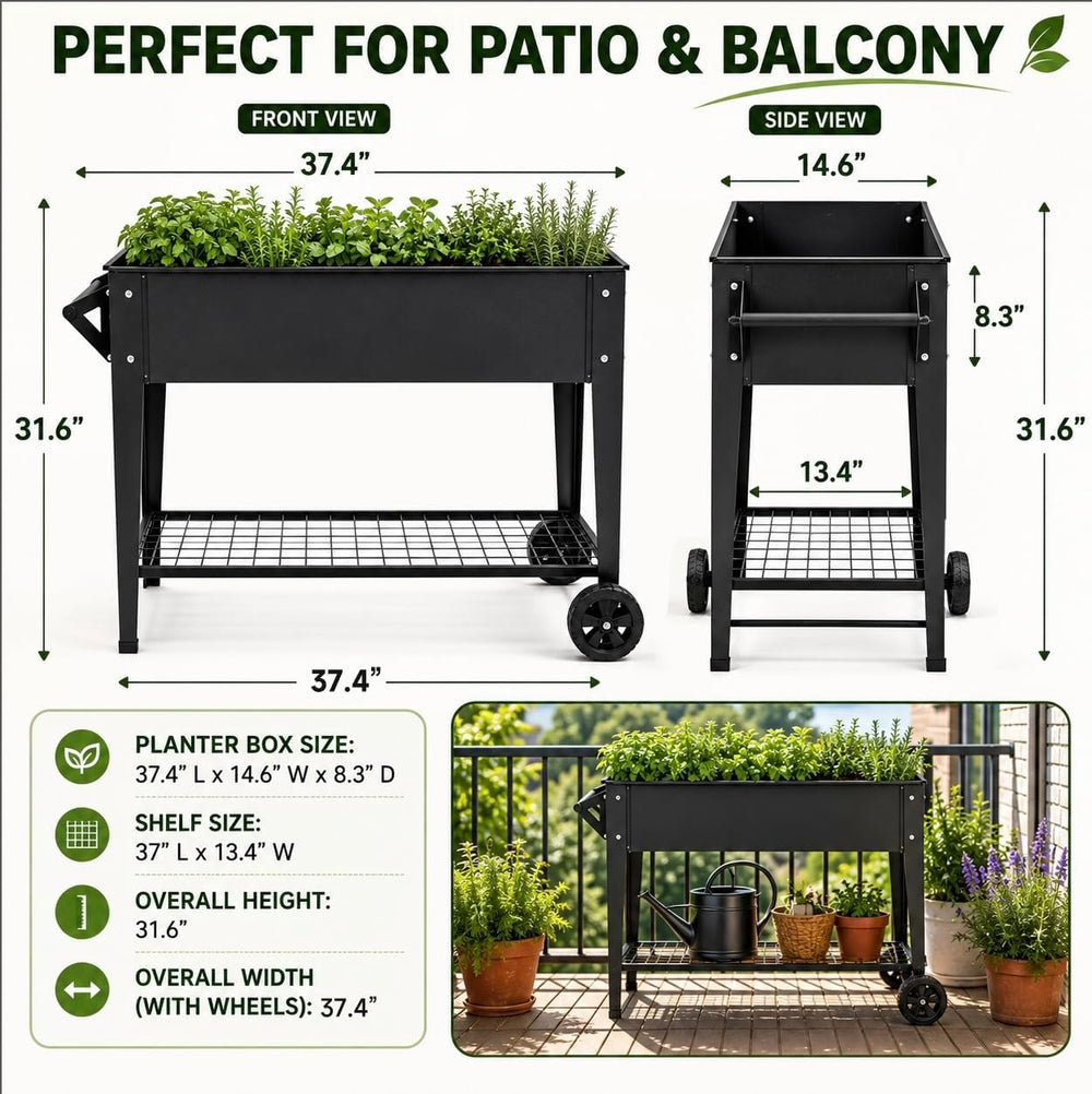 LEETOLLA Elevate 32" Raised Garden Bed with Wheels