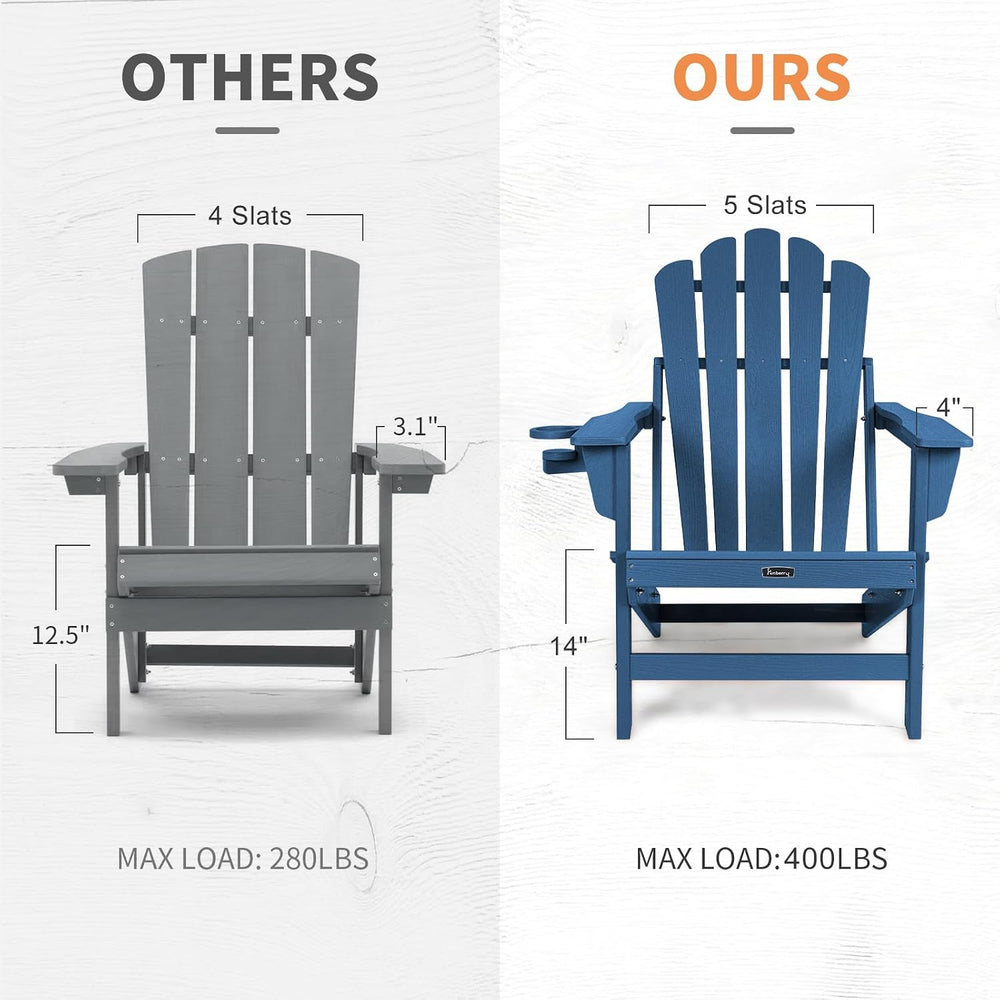 FUNBERRY Oversized Folding Adirondack Chair Set of 4, Fire Pit Chair 400LBS