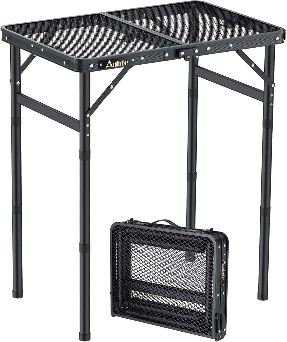 Anbte 2 ft Folding Grill Table, Aluminum Camping Table 3 Heights Max 27.5"
