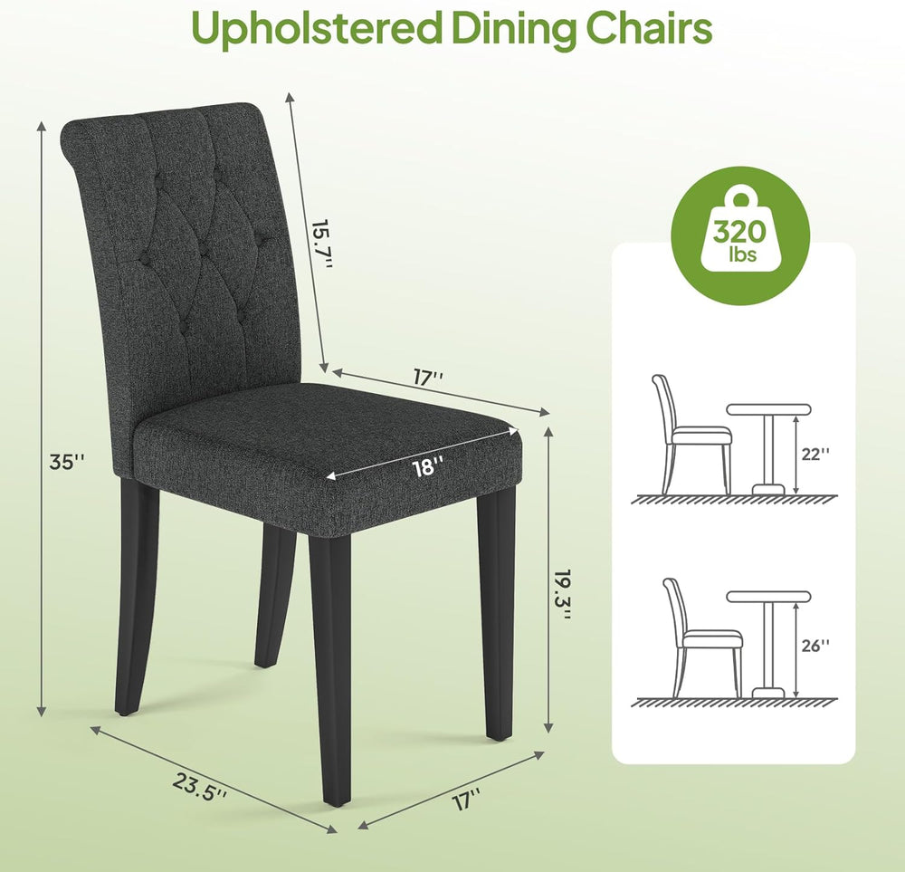 Welzona Upholstered Dining Chairs Set of 4, Button Tufted Parsons Dining Chai...