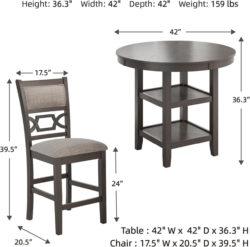 Signature Design by Ashley 5-Piece Round Counter Height Dining Set, Gray