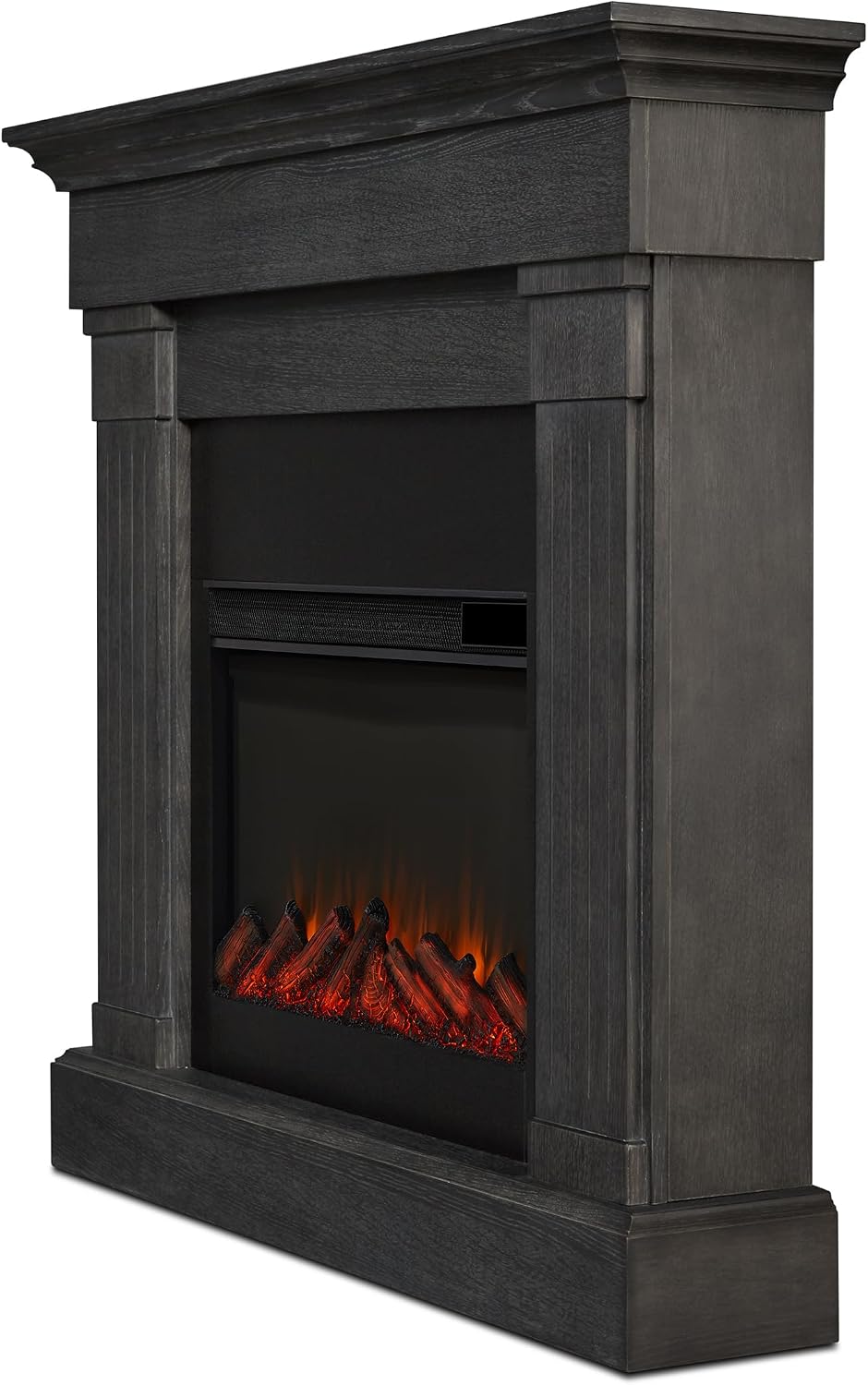 Real Flame Crawford Slim Indoor Electric Fireplace with Mantel for Living Roo...