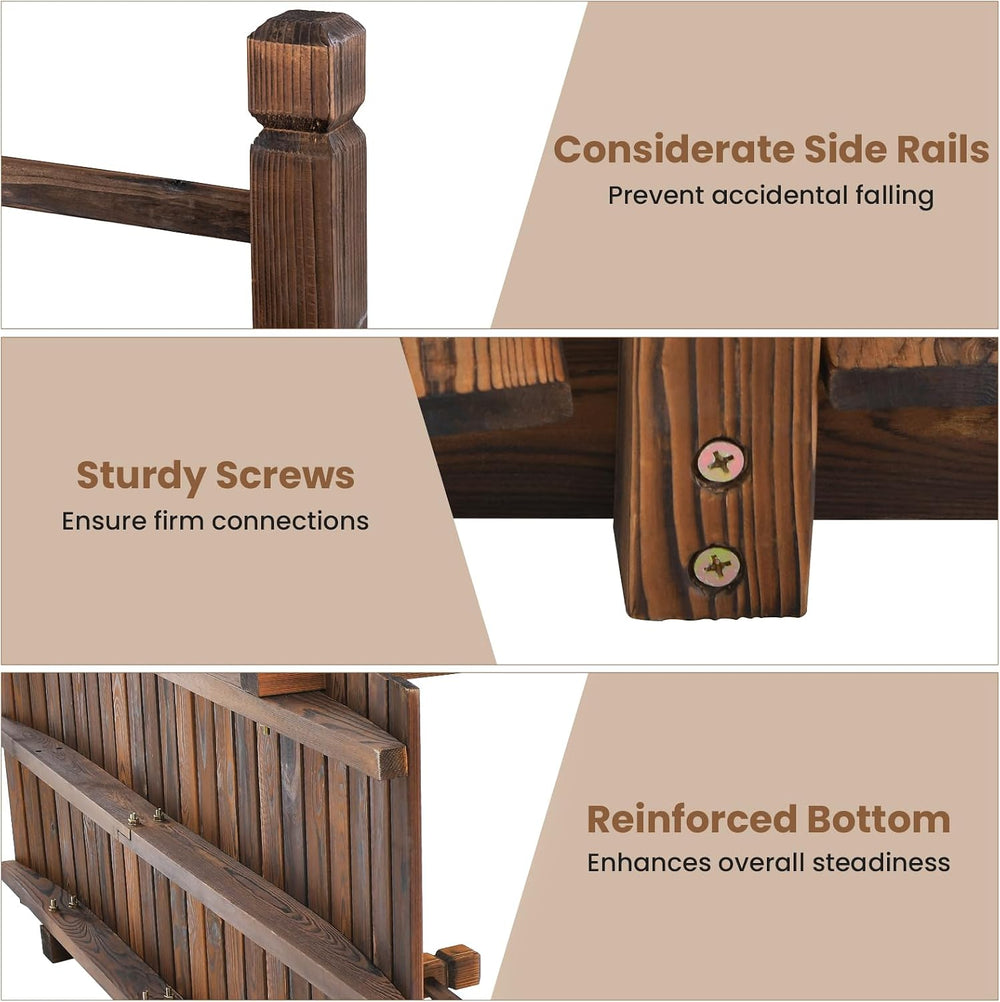 HAPPYGRILL 5FT Wooden Garden Bridge with Double Safety Railings