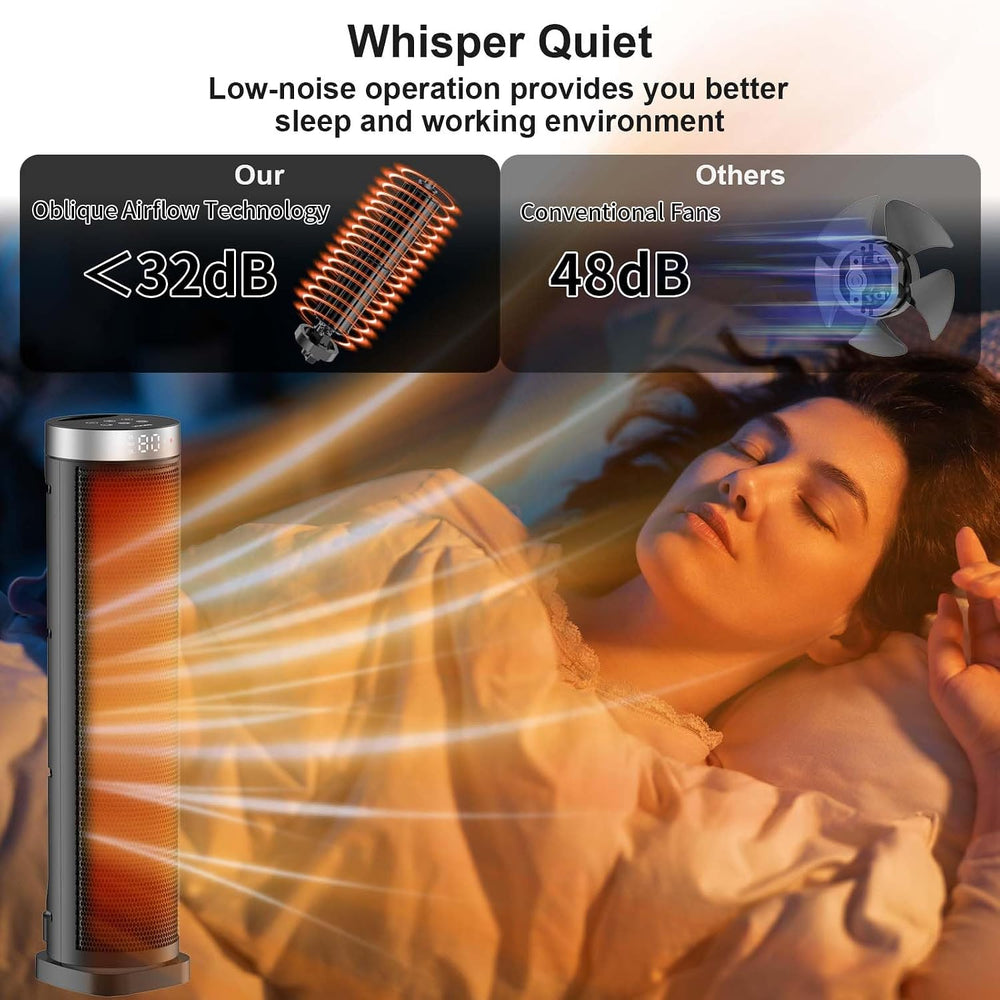 Space Heater for Indoor Use with Remote - 70° Oscillating Tower Electric Heat...