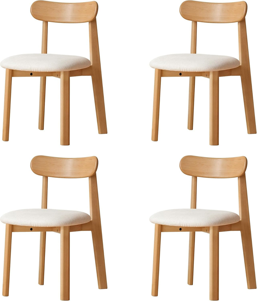 YESWOOD Oak Upholstered Dining Chairs Set of 4, Mid Century Modern Wood Dinin...