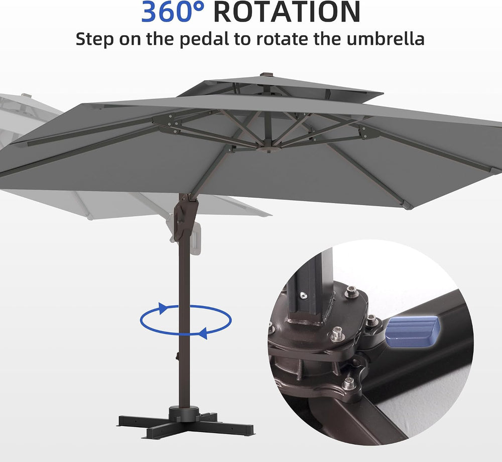 10 X 13 FT Cantilever Patio Umbrella Rectangle Outdoor Umbrellas
