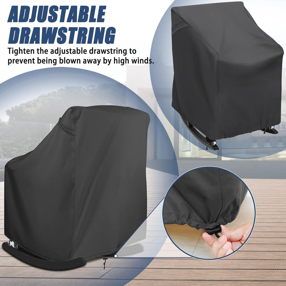 2 Pack Outdoor Rocking Chair Covers 420D Waterproof UV 27x32x39