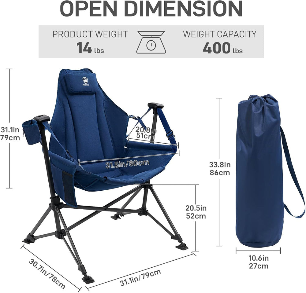 EVER ADVANCED Padded Hammock Camping Chair, Oversized Heavy Duty Swing Chair ...