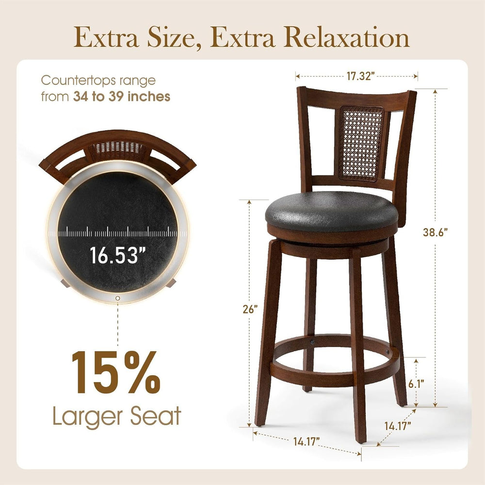 Sophia & William 26 Inch Swivel Bar Stools Set of 2, Counter Height Stools