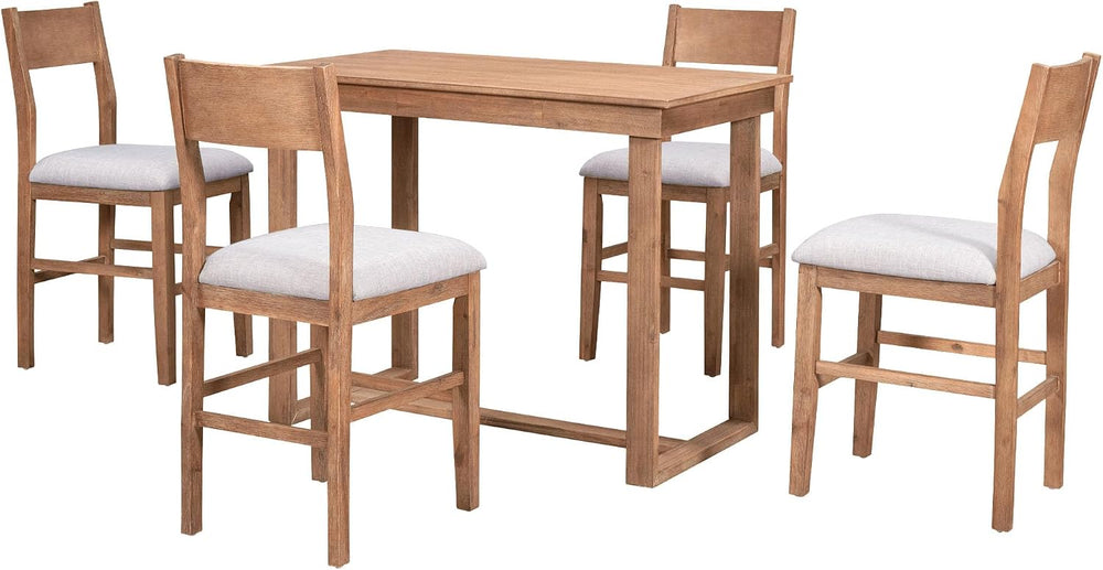 LUMISOL 5-Piece Counter Height Dining Table Set for 4, Farmhouse Kitchen Tabl...