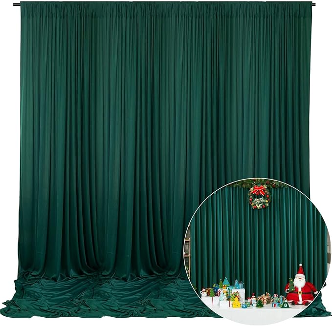 10 x 10 Feet Dark Green Backdrop Curtain for Partie, Background Curtains for ...