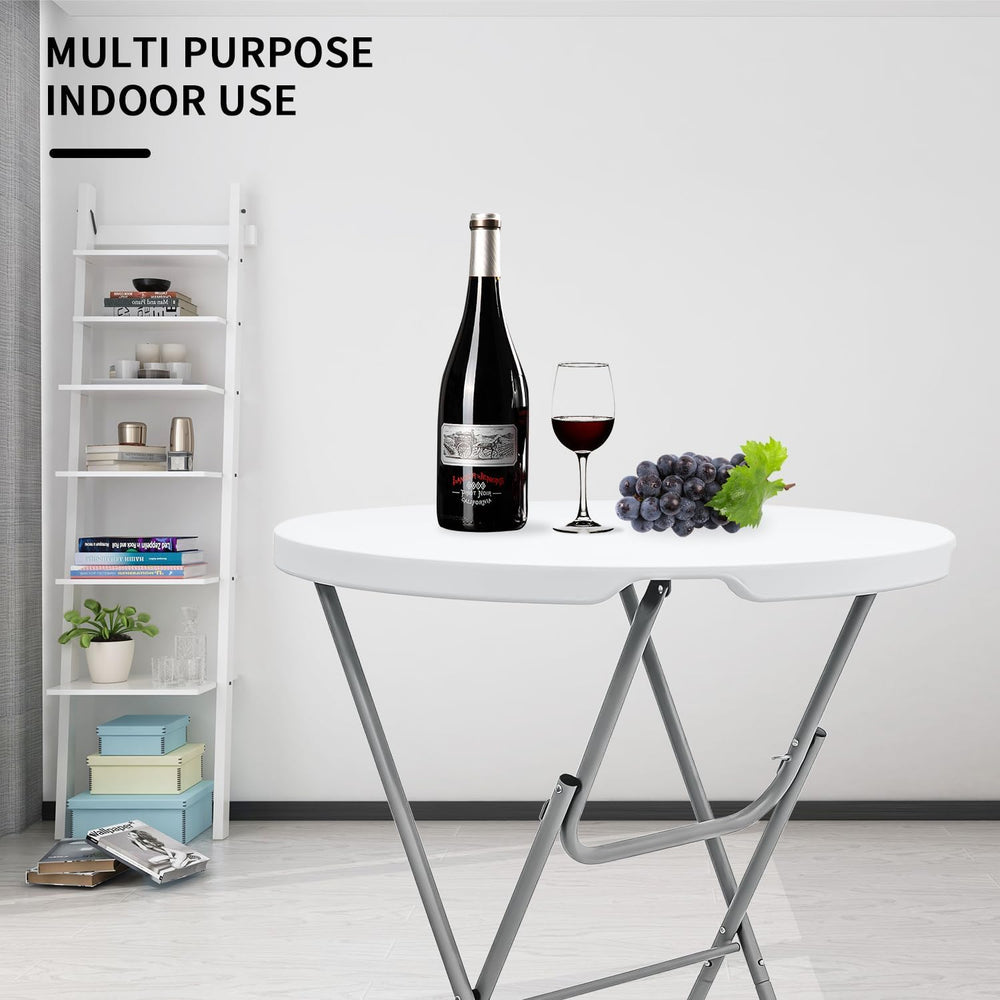 31.5" L X 31.5" W X 43" H - Cocktail Table White High Top Fold...