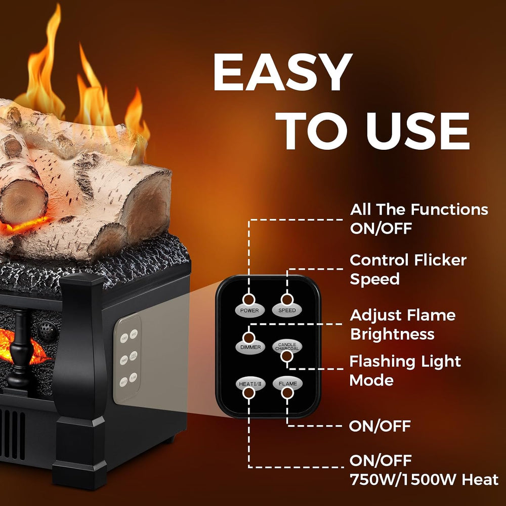Electric Fireplace Insert Log Heater 21 Inches, 5 Flame Brightness, Multiple ...