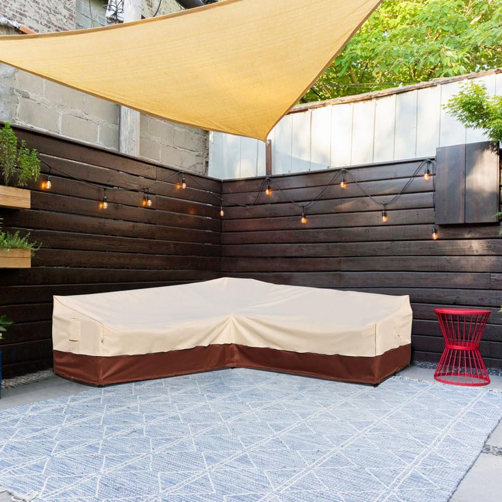 Outdoor Sectional Cover V-Shaped Garden Patio Furniture Covers Waterproof Rip...