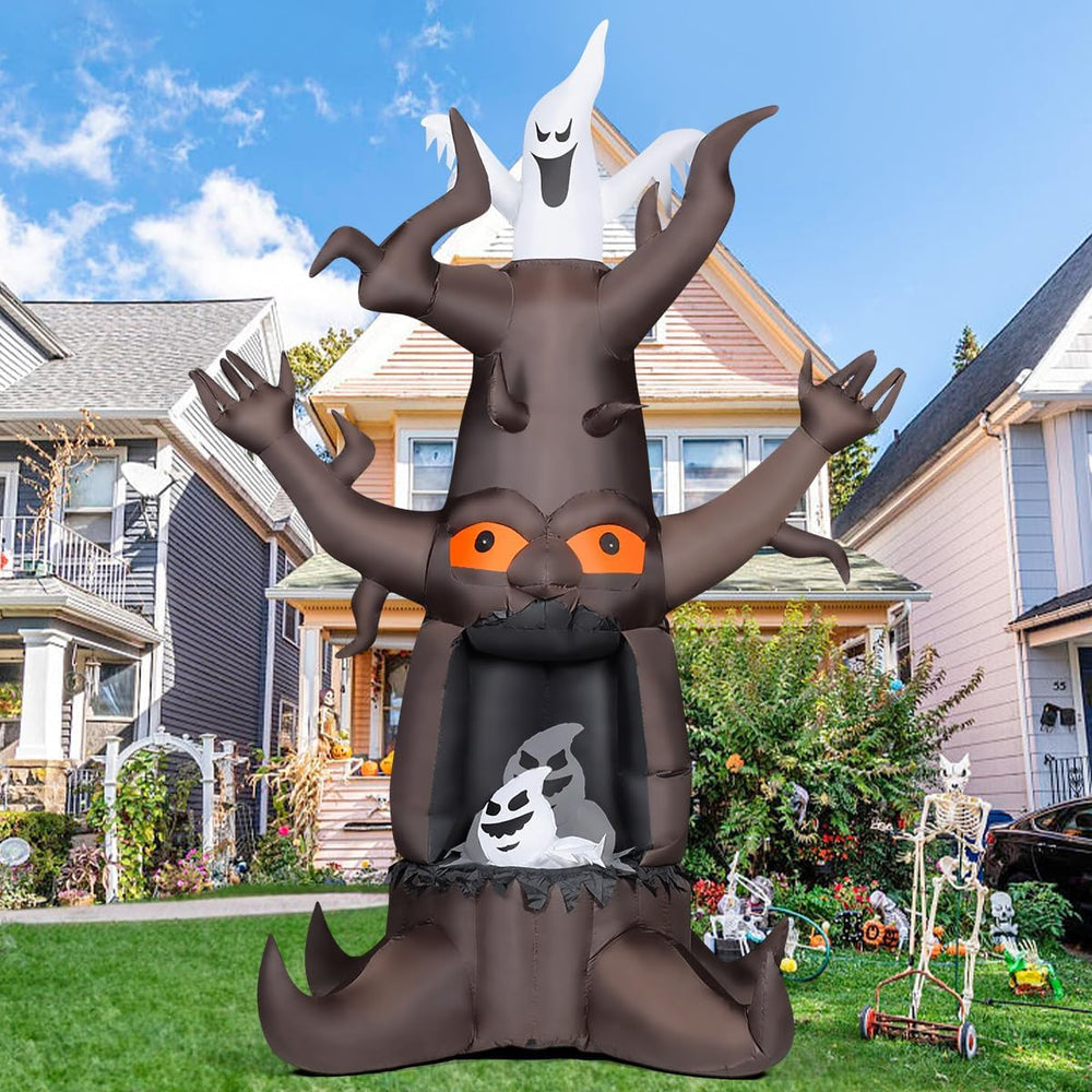 GOOSH 9 FT Halloween Inflatable Animated Dead Tree Outdoor Decorations Blow U...