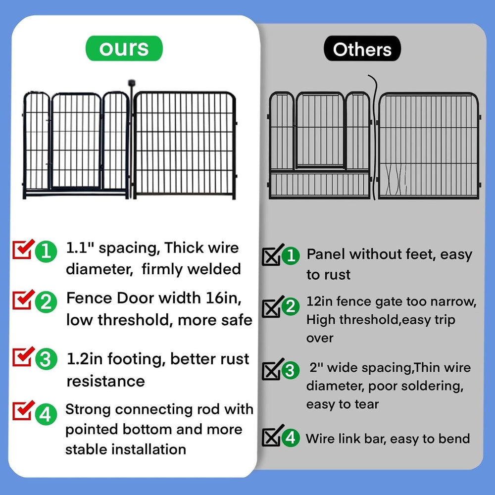 ADAVIN 24 in(H) Garden Fence with Gate, 8 Panels Total 19.7 Ft(L), Heavy Duty...