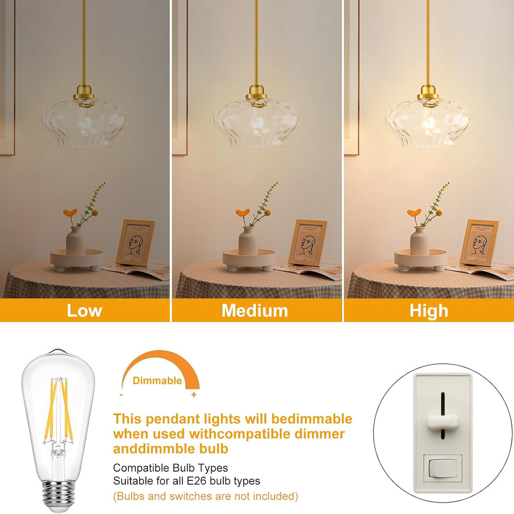 Modern Pendant Lights Kitchen Island, Brushed Gold Pendant Light Fixtures wit...