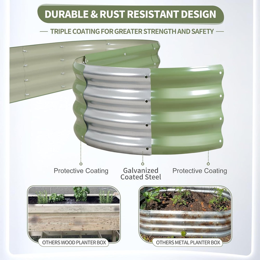 Galvanized Raised Garden Bed Outdoor- 8x2x1FT Planter Box, Green