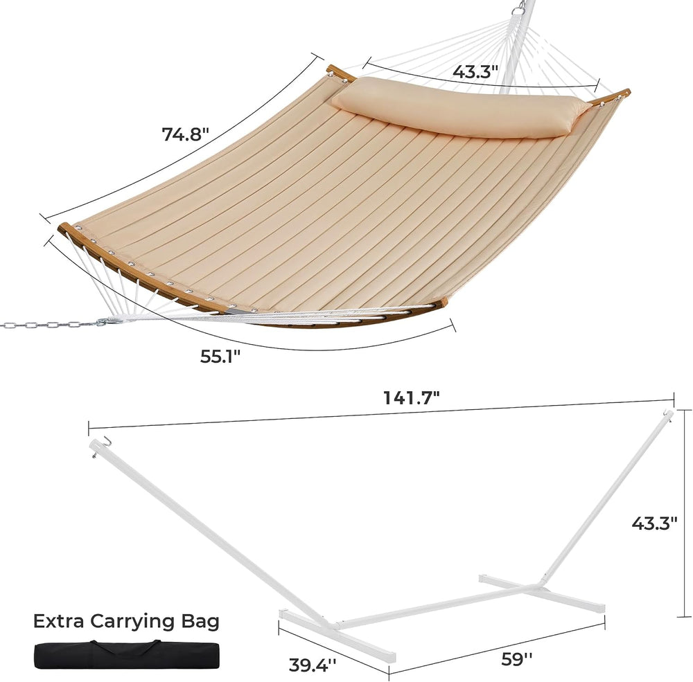 SUPERJARE Hammock with Stand, 2 Person Heavy Duty Hammock with Padded Cotton,...